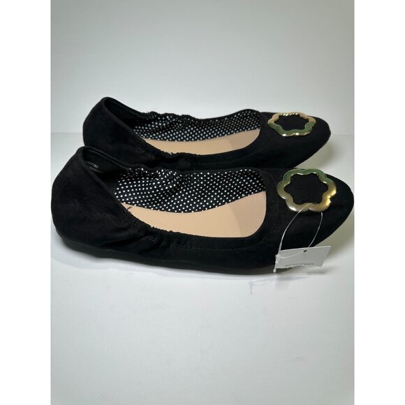 Cato Women’s Ballet Flats Black Gold Buckle Slip On Shoes Size 9M - Picture 1 of 6